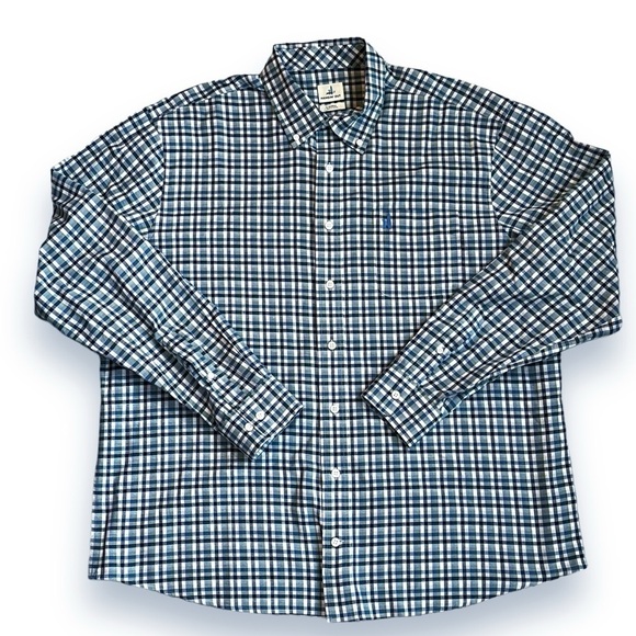 Johnnie O Yellowstone Shirt Plaid Button Down Laguna Blue Preppy Classic X Large - Picture 1 of 9